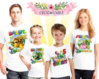 Super Mario Custom shirt for family members, girls birthday gift, shirt boy mario, birthday girl gift, family matching shirts, family party