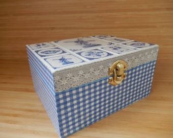 Gioielli casella deposito gioielli anelli orecchini blu specchio decoupage delfs ideale per compleanno o souvenir Olanda