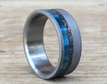Titanium Ring, Meteorite Ring, Wood Ring, Blue Ring, Custom Made Ring, Wedding Ring, Wedding Band, Mens Ring, Womens Ring, Engagement Ring