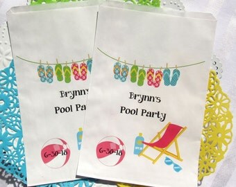 Pool Party Favors - Candy Bags - Paper bags - Favor Bags | Favors For Pool Party | Pool Party Candy Bags | Treat Bags Pool Party |