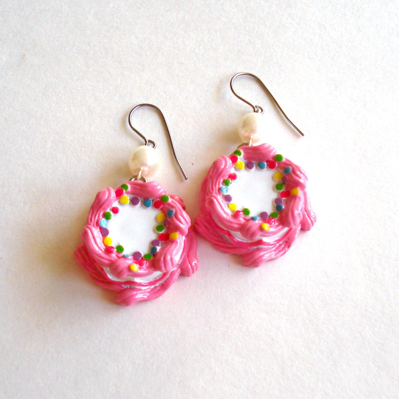 Pink Birthday Cake Earrings Cakes Earrings Pink Kawaii