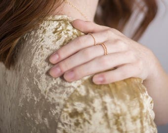 Gold Stacking Ring. Tiny Gold Ball Ring. 14K Gold Fill Ring. Simple Thin Band Ring. Gold Stacking Band. Dot Wire Band. Simple. Classic.