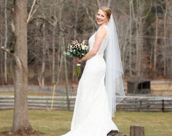 Wedding Veil Cascade Fingertip or Waltz Rolled Edge, Bridal Veil C90ROE