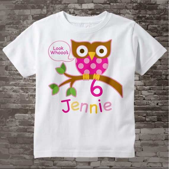 Items similar to 6th Birthday, Owl Birthday Shirt, Pink Girls Owl ...
