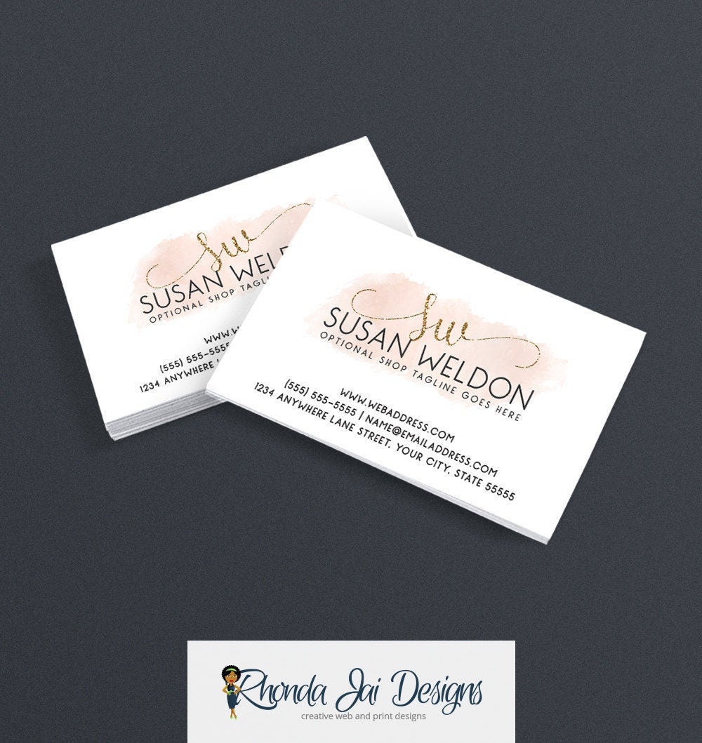 Etsy Shop Business Cards Business Card Design Watercolor