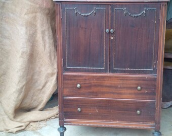 Wardrobe Chest of Drawers Vintage Tall Boy Dresser Poppy Cottage Painted Furniture Custom PAINT to ORDER