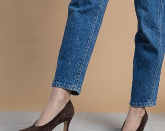 Vintage 90s Brown Suede Pointed Toe Pumps / Anne Klein Heels