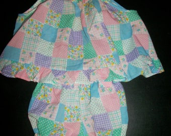 Vintage Fawn Togs 12 Mos. Summer Swing Outfit Baby Girl Quilted Look Top and Bloomers