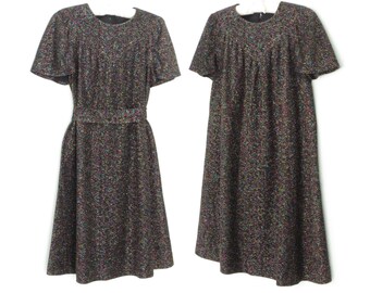 70s Mini Dress * Vintage 1970s Tent Dress * Rainbow Glitter Dress * Small / Medium