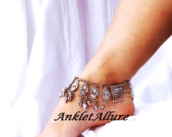 Crazy Lady Belly Dance Anklet Jangle Body Jewelry Silver Ankle Bracelet Bell Foot Jewelry