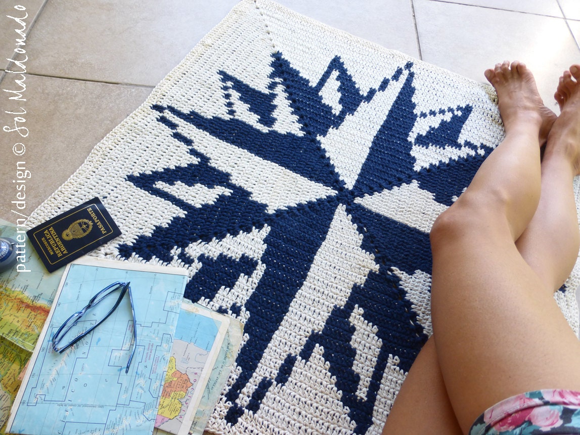 Crochet Rug Pattern Crochet Tapestry Carpet Compass Rose