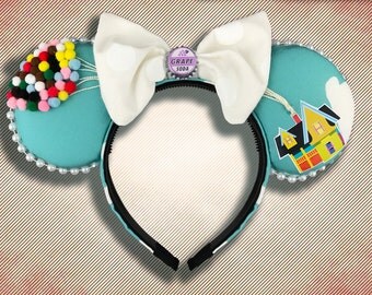 The Original Floating House Mouse Ear Headband with Bow and Badge