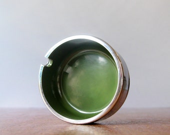 Small Vintage Mod Ashtray Maru Trend Pacific - Kenmochi Olive Green
