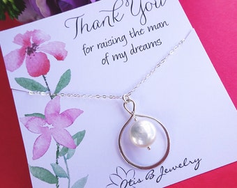 Mother of the groom gift, pearl necklace for mom, mothers day gift, wedding gift for mother in law, infinity necklace, otis b