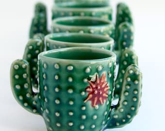 Cactus Shot Glass - Succulent Espresso Cup - Handmade Ceramic Pottery - MADE TO ORDER