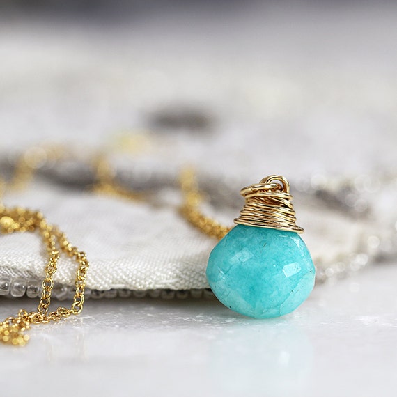 Amazonite Necklace - Green Teardrop Necklace