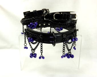 bdsm collar cuffs set purple slave bell collar cuffs bondage collar cuffs submissive slave collar mature bdsm set leather collar