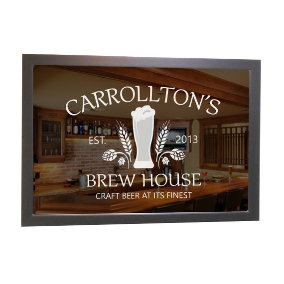Personalized Bar Mirror Craft Beer 24 x 36 w/ by LifetimeCreations