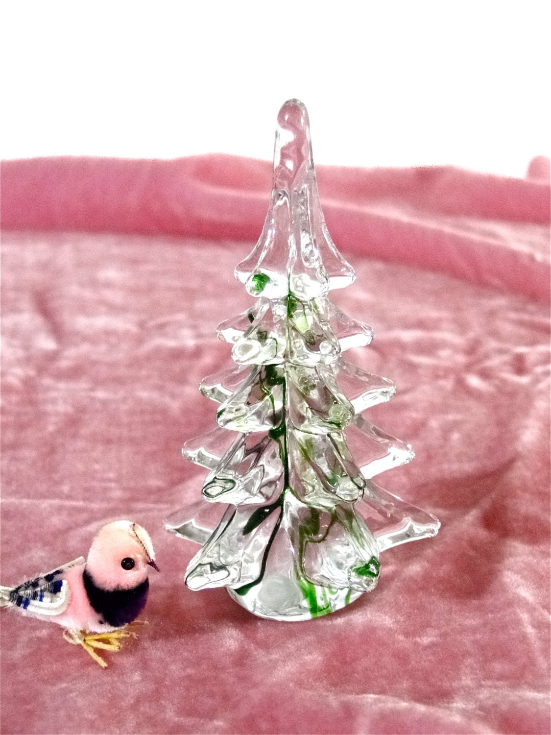 Glass Art Christmas Tree Figurine Lead Crystal by SueEllensFlair
