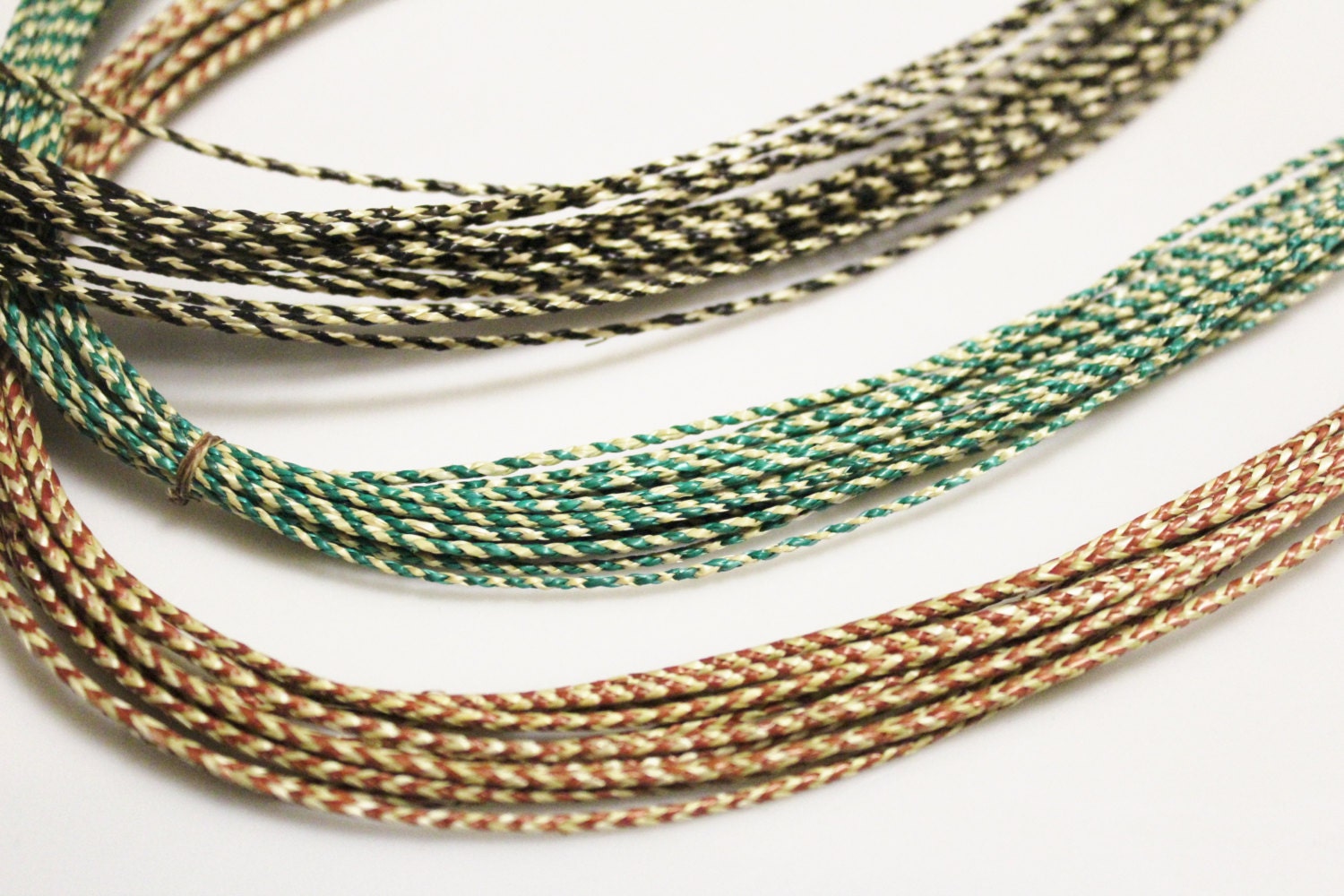 Braided African Raffia Cord for Jewelry Making Meters Green