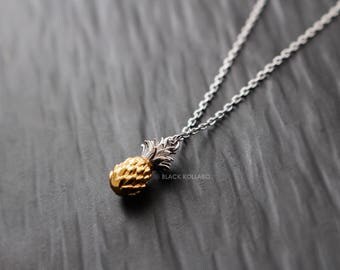 Pineapple Necklace, Fruit Jewelry, Tropical Fruit Necklace, Summer Wedding Jewelry, Tiny Charm Necklace