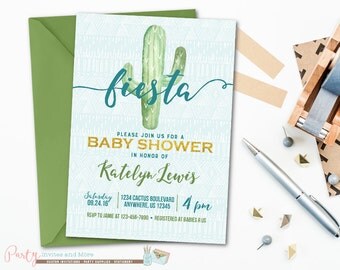 Fiesta Baby Shower Invitation, Baby Shower Invitation, Cactus Baby Shower Invitation, Fiesta Invitation, Cactus Invitation, Boy Baby Shower