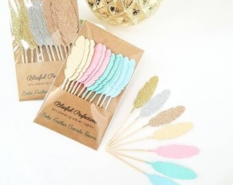 Boho Party - Feather Cupcake Toppers, Feather Toppers, Boho Party Decorations, Boho Toppers, Wild One Birthday, Boho Birthday