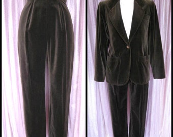 Vintage Givenchy Velvet Pants / 80s Givenchy velvet pants / fits XS-S / high waist velvet pants / brown velvet pants / Givenchy velvet pants