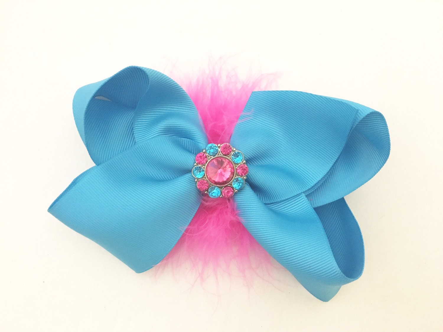 Turquoise and Hot Pink Hair Bow Custom Hair Bows All