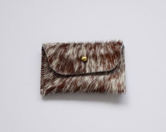 Cowhide Card Holder, Western Leather Card Case, Hair-on Money Sleeve