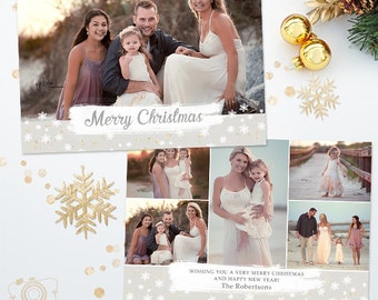 Holiday Christmas Card Template for Photographers - 5x7 Photo Card - Photoshop Template - 039 - C318, INSTANT DOWNLOAD