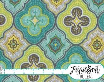 MOROCCO Fabric by the Yard, Fat Quarter Moroccan Fabric Teal Lime Aqua & Gray Fabric Apparel Fabric 100% Cotton Fabric Quilting Fabric a1-25