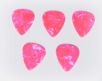 Guitar Pick, Hot Pink, Plectrum, 5 pcs, Pearlised, Pink