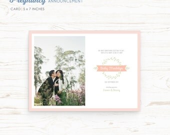 Pregnancy Announcement Card - Our little baby - Template Card - Printable Card - DIY - PSD template - Instant Download - MAT008
