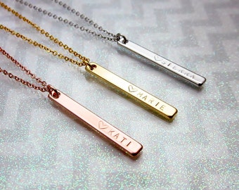 Bar necklace Bridesmaid gift Initial necklace Name necklace Personalized necklace Wedding gift Sister jewelry Mothers day gift Birthday gift