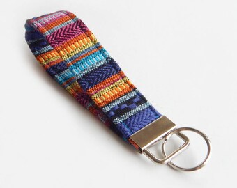 Woven Key Fob / Boho Keychain / Bohemian / Key Lanyard / ID Badge Holder / Tribal Lanyard / Rainbow / Key Lanyard / Wrist Key Chain