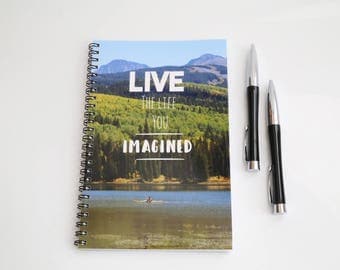 Live life Journal, Blank Paper Notebook, Mountain Notebook, Sketch book, Motivational gift, Nature Journal, Handmade Journal Custom Notebook