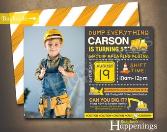 Construction Birthday Invitation Construction Invitation Construction Invite Dump Truck Invitation Digital File by Busy bee's Happenings