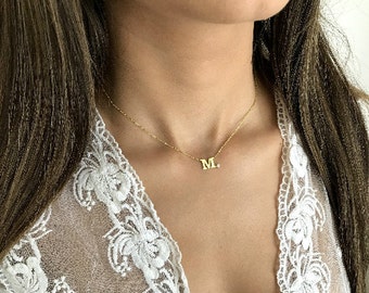 Dainty Necklace - Gold Initial Necklace - Personalized Jewelry - Letter Necklace - Gift For Her - Personalized Bridesmaid Gift - Xmas Gift