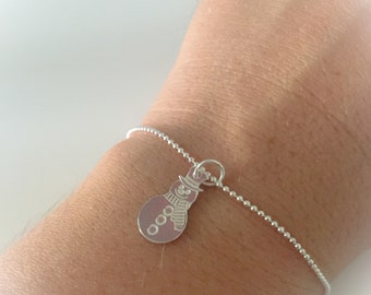 925 sterling silver bracelet with beaded chain and snowman pendant
