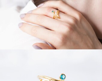 SALE 30%* Birthstone Name Ring - Custom Name Ring with Birthstone - Name Ring - Diamond Name Ring - Birthday Ring