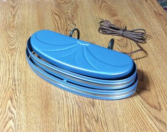 1930s Art Deco Reading Light Mid-Century Three Tier Blue Headboard Lamp