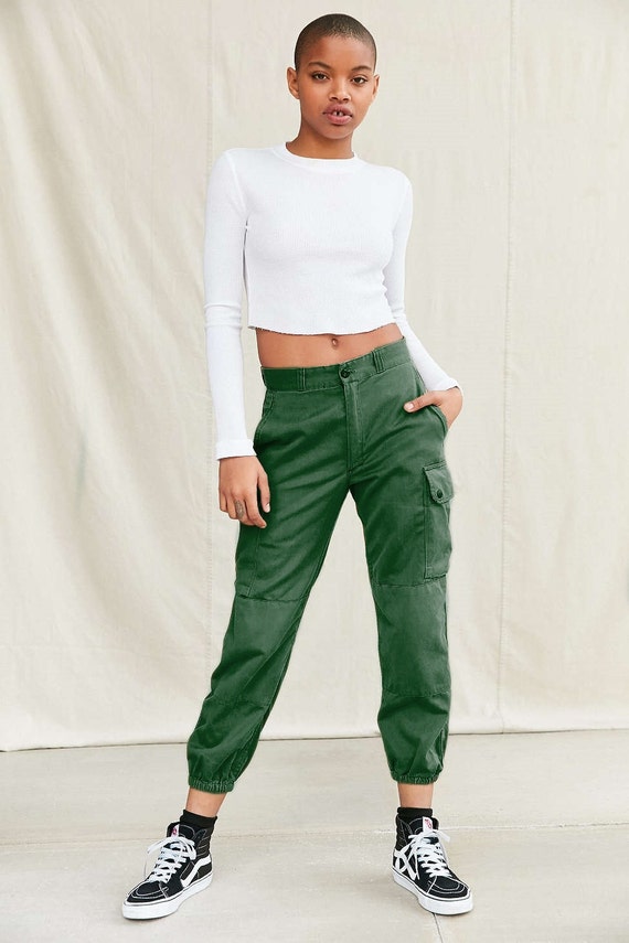Vintage 1980s Unissued Women's French army khaki trousers