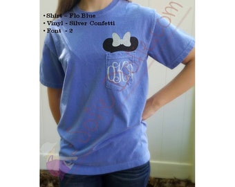 Minnie Mouse Shirt/Disney Shirt/Pocket Shirt/Short Sleeve Shirt/Monogrammed Shirt/Comfort Colors Shirt