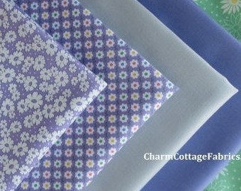 SALE Fat Quarter Bundle 5 Retro Prints "30's Playtime Favorites" Bella Solids Moda FQ 18" x 21/22" 100% Cotton Lilac, Green, Zen Grey