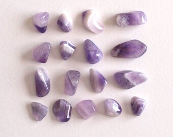 Natural Banded Amethyst Tumbled Gemstone - Tumbled Stone - Polished Stone, 17 pieces