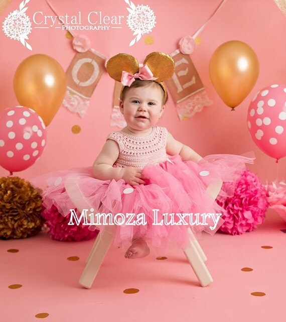 Minnie mouse dress minnie mouse birthday dress Flower girl dress pink tutu dress mickey mouse princess dress pink crochet top tulle dress