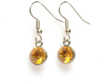 Earrings, drop earrings, Birthstone earrings, yellow earrings, November earrings, silver earrings, birthstone jewelry, citrine earrings