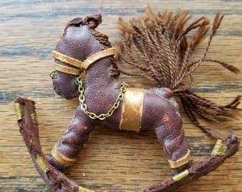 Leather rocking horse brooch - Reserved for Kathy5109