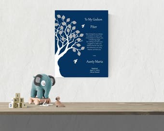 Godson Christening Gift Godson Baptism Gift Personalized Godson Print Baptism Keepsake Baptism Gift Christening Birthday Godson - 45377
